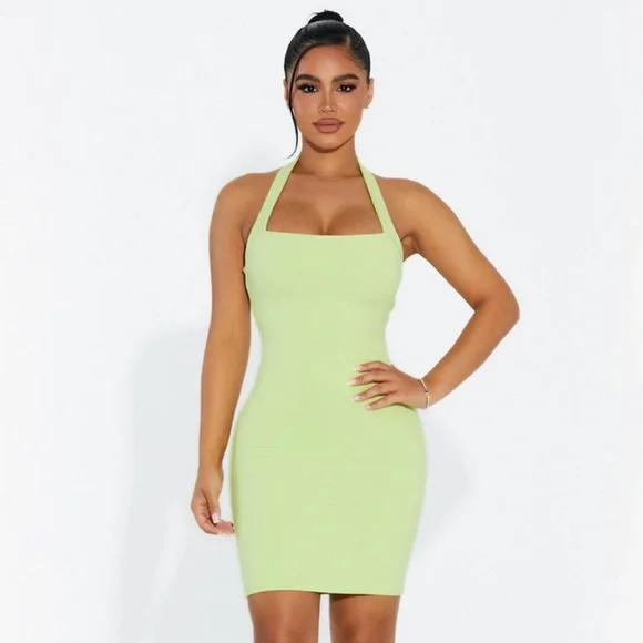 green emerald velvet dress Naked Mock Neck Drape Tie Dress